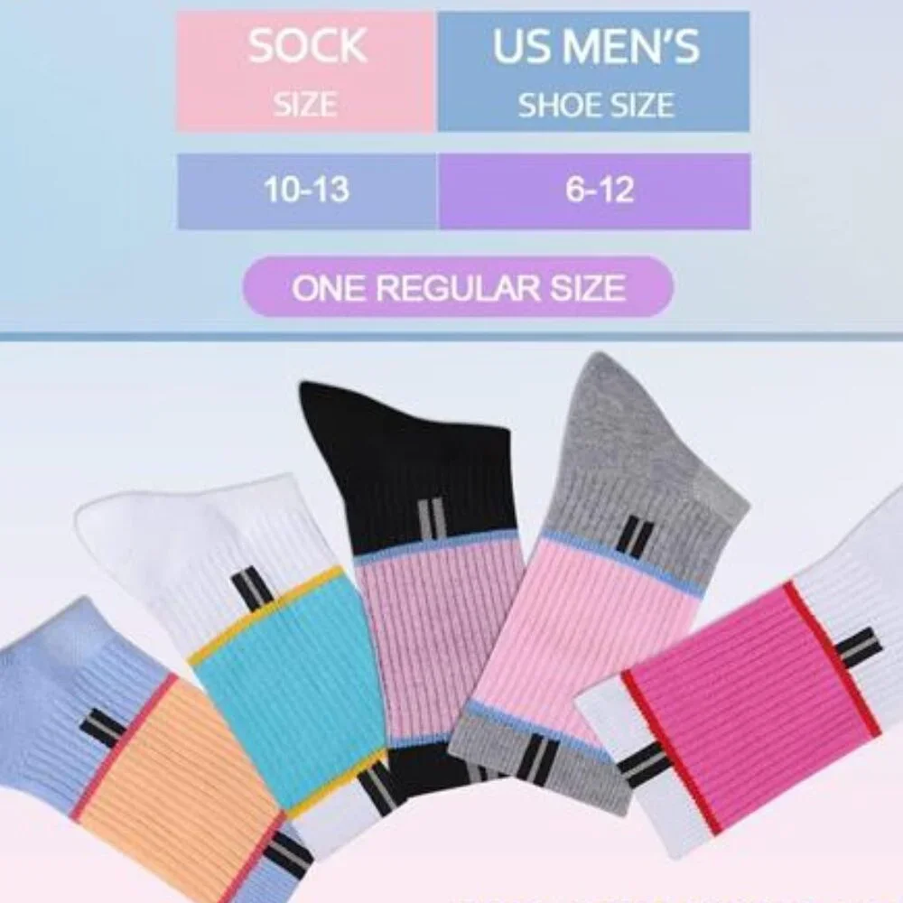 5 Pairs Women's Crew Socks Performance Cushioned Moisture Wicking Socks
